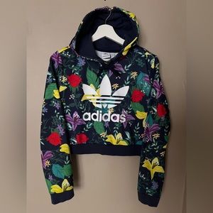 Adidas Original Women Cropped floral Blossom of Life Graphic Hoodie Size Small